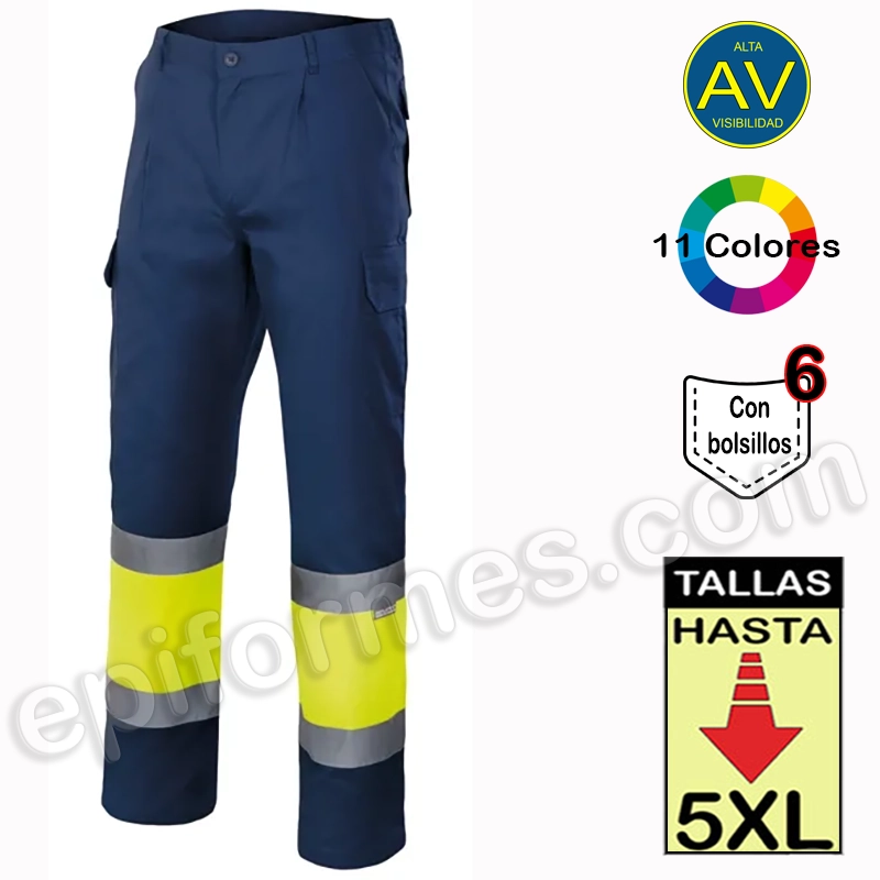 Pantalón bicolor multibolsillo en 11 colores