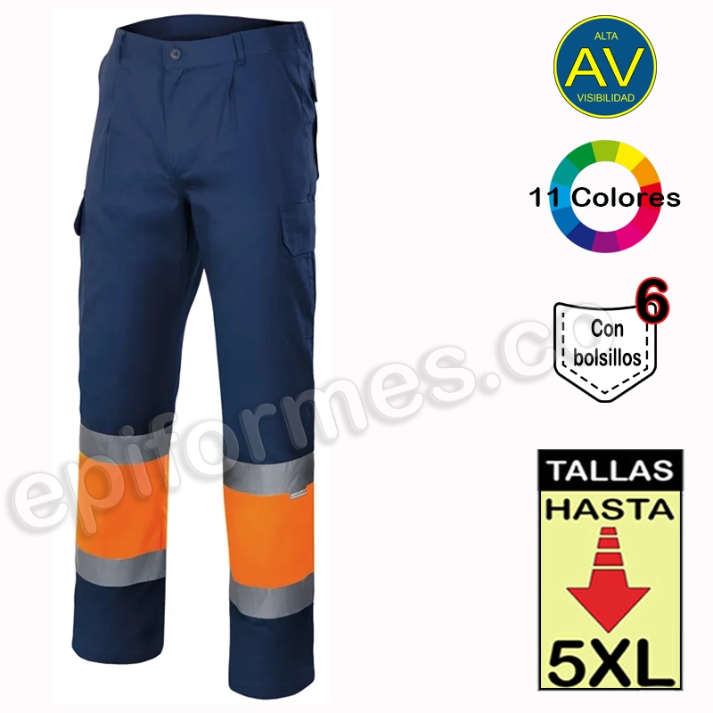 Pantalón bicolor multibolsillo en 11 colores