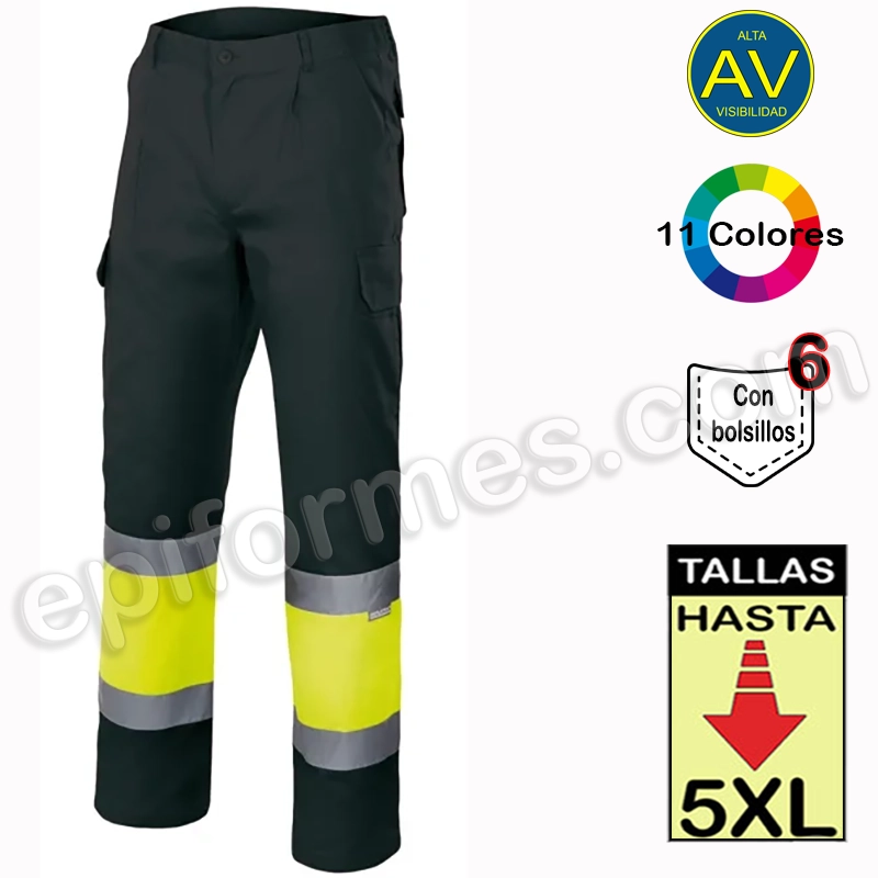 Pantalón bicolor multibolsillo en 11 colores