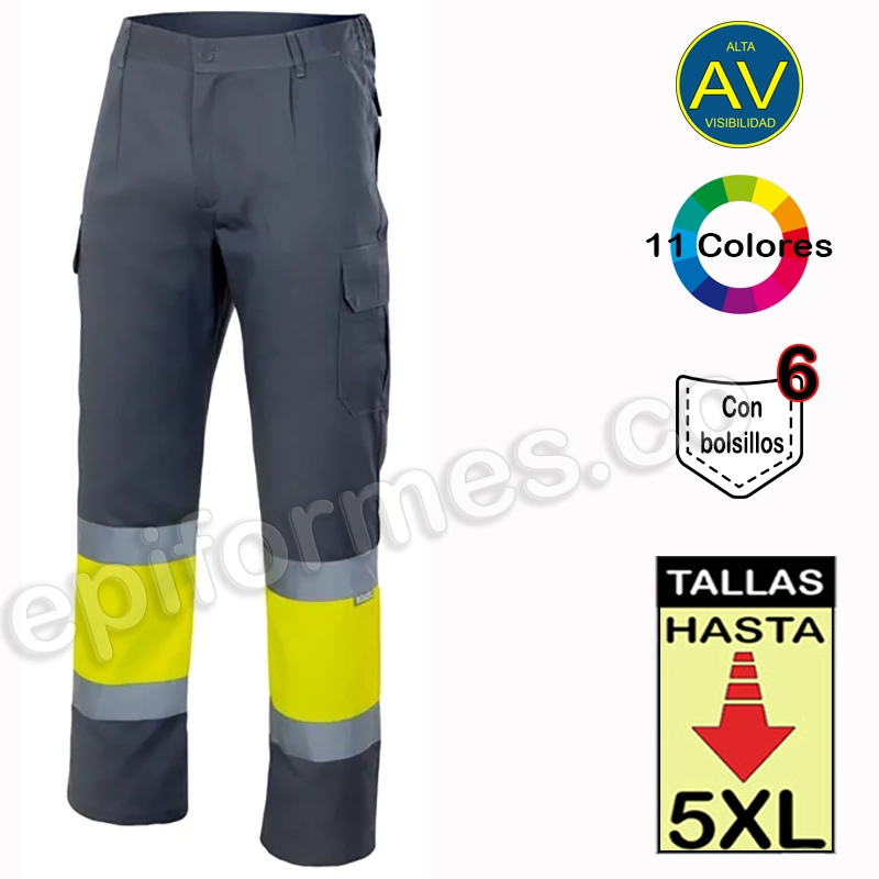 Pantalón bicolor multibolsillo en 11 colores