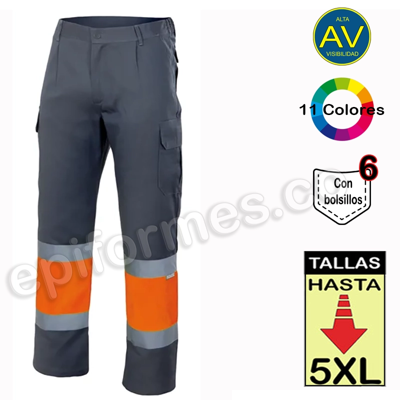 Pantalón bicolor multibolsillo en 11 colores