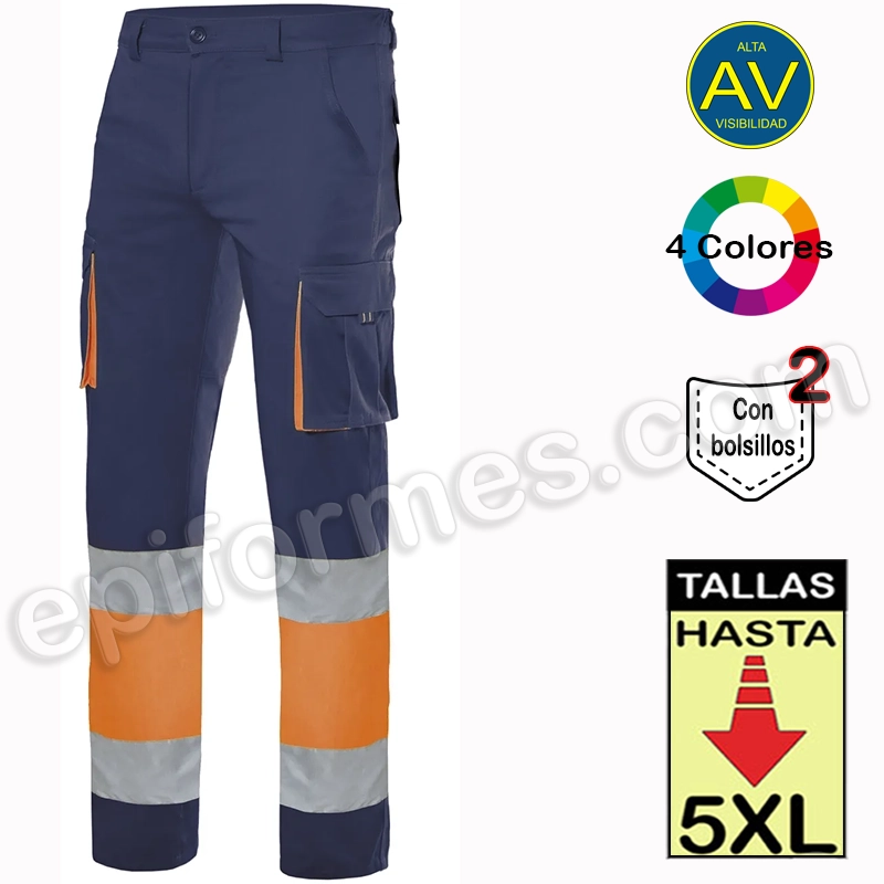 Pantalón strech bicolor 6 bolsillos