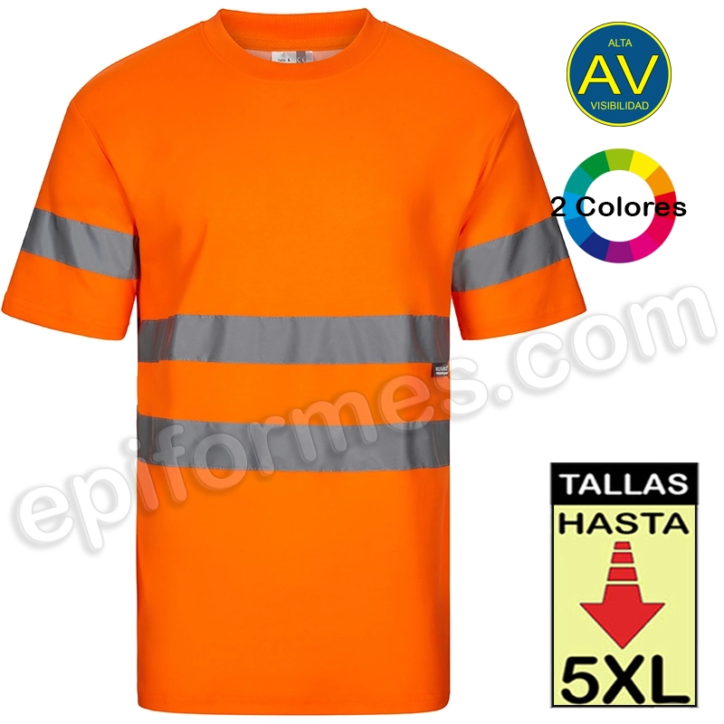 Camiseta trabajo manga corta AV con cintas reflectantes