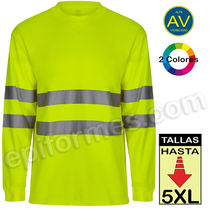 Camiseta trabajo manga larga AV con cintas reflectantes