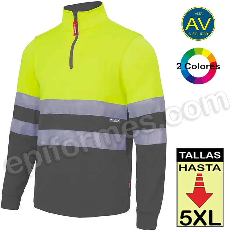 Sudadera bicolor media cremallera