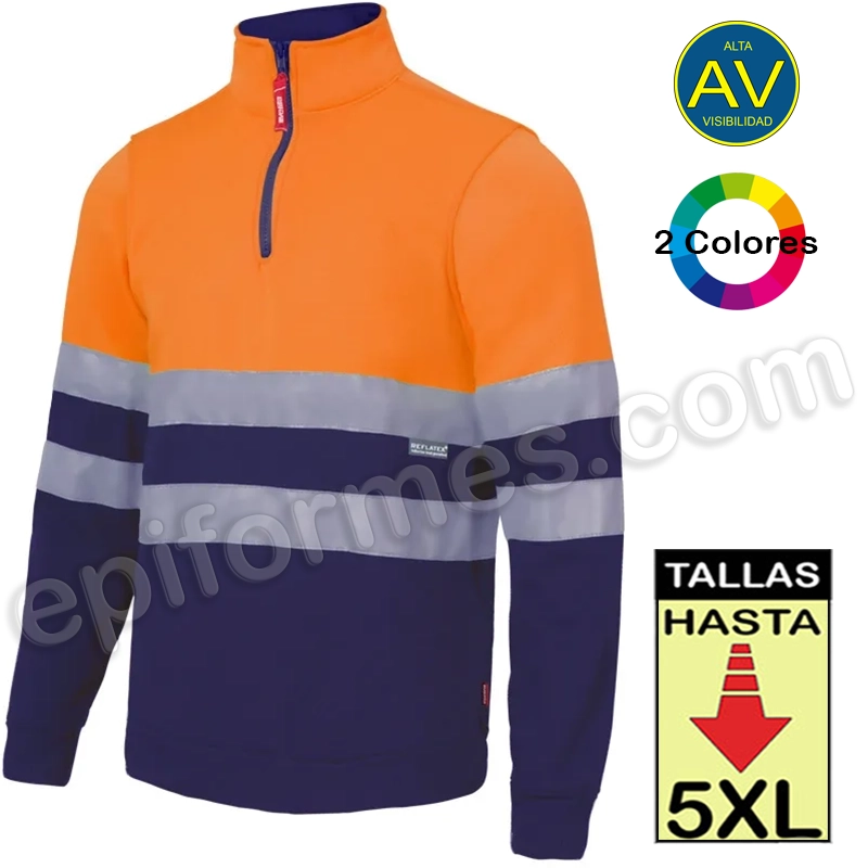 Sudadera bicolor media cremallera