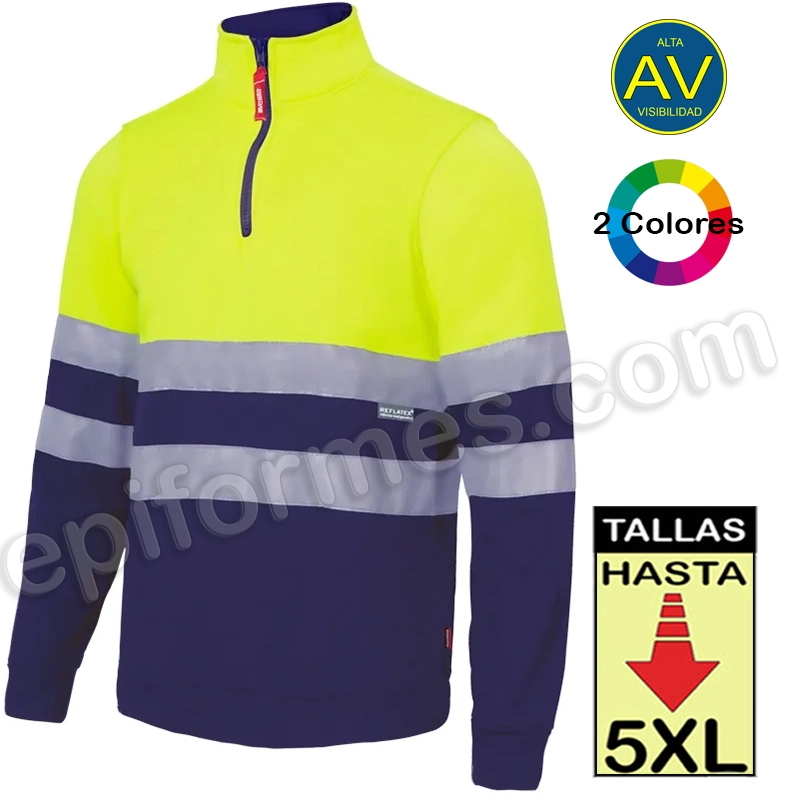 Sudadera bicolor media cremallera