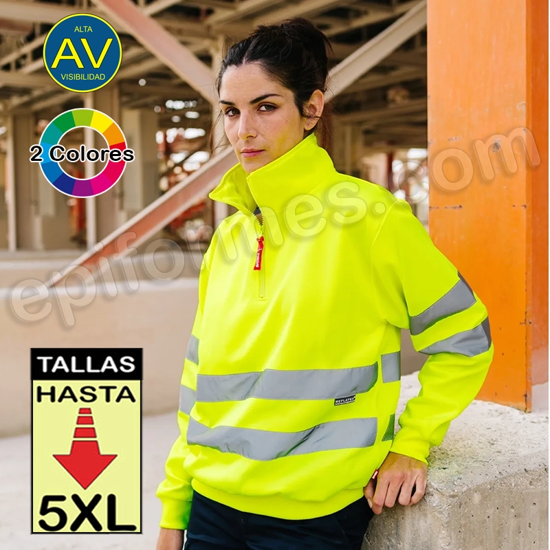 Sudadera alta visibilidad media cremallera