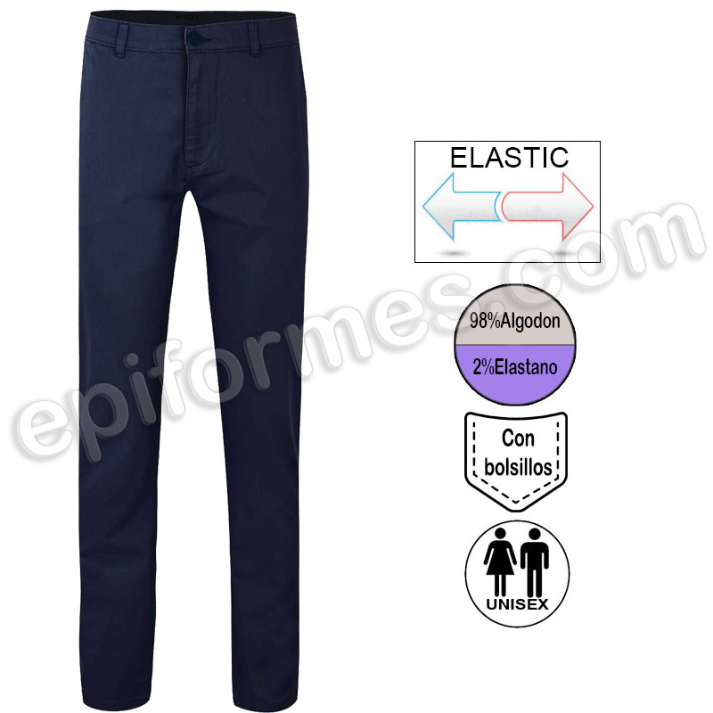 Pantalón chino stretch Azul marino, unisex