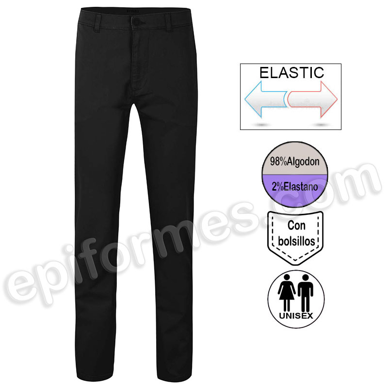 Pantalón chino stretch negro, unisex