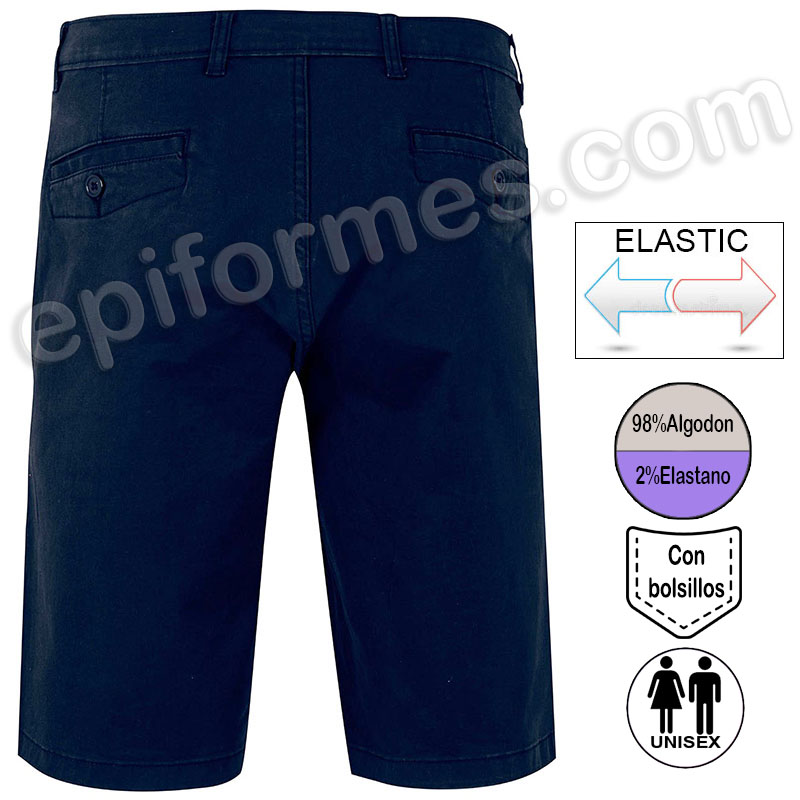 Bermudas chino stretch azul marino, unisex