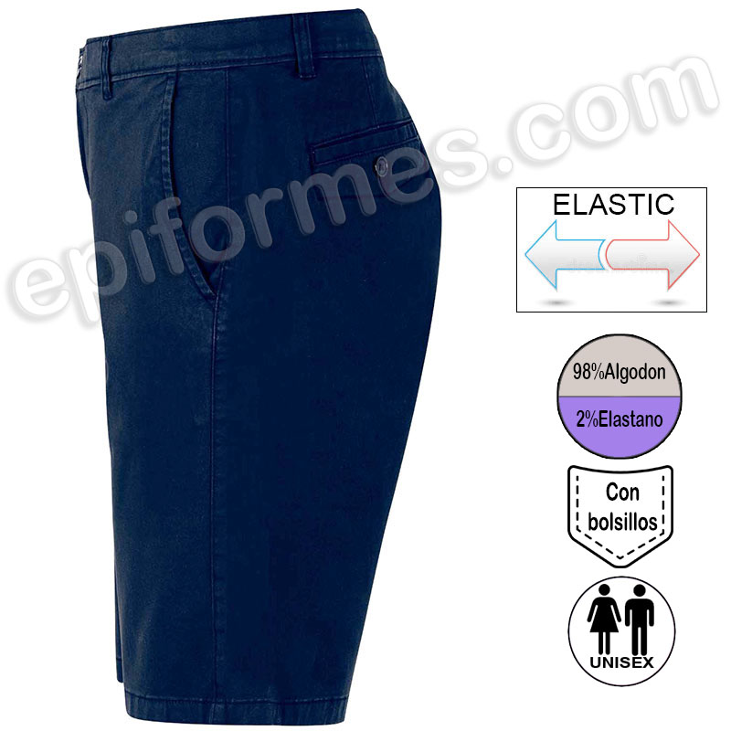 Bermudas chino stretch azul marino, unisex