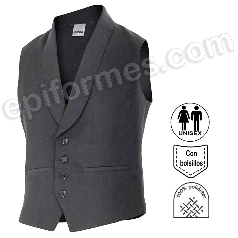 Chaleco sala con cuello esmoquín unisex