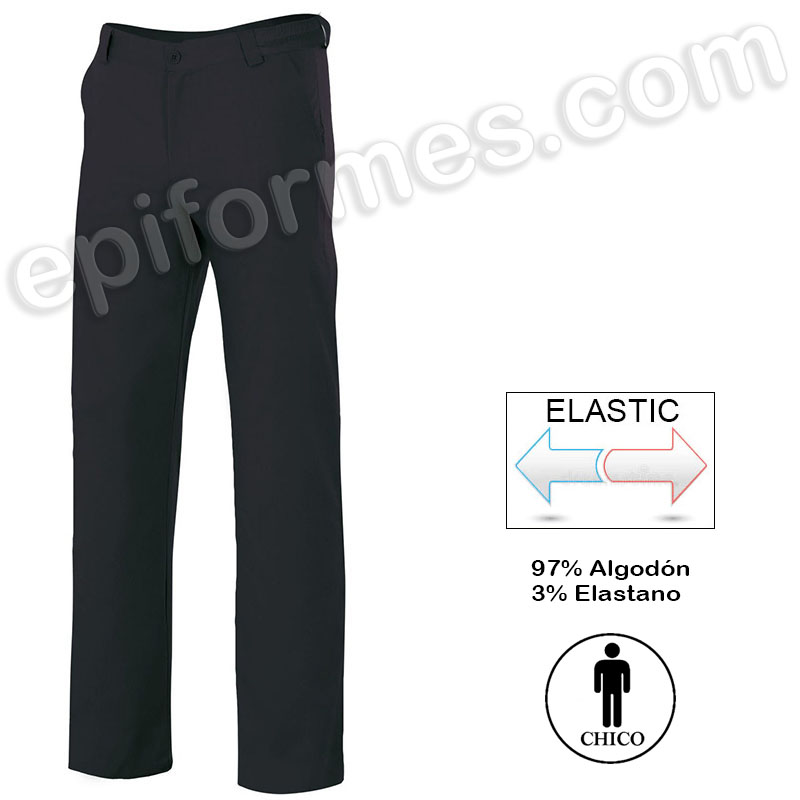 Pantalón chino stretch negro, hombre 