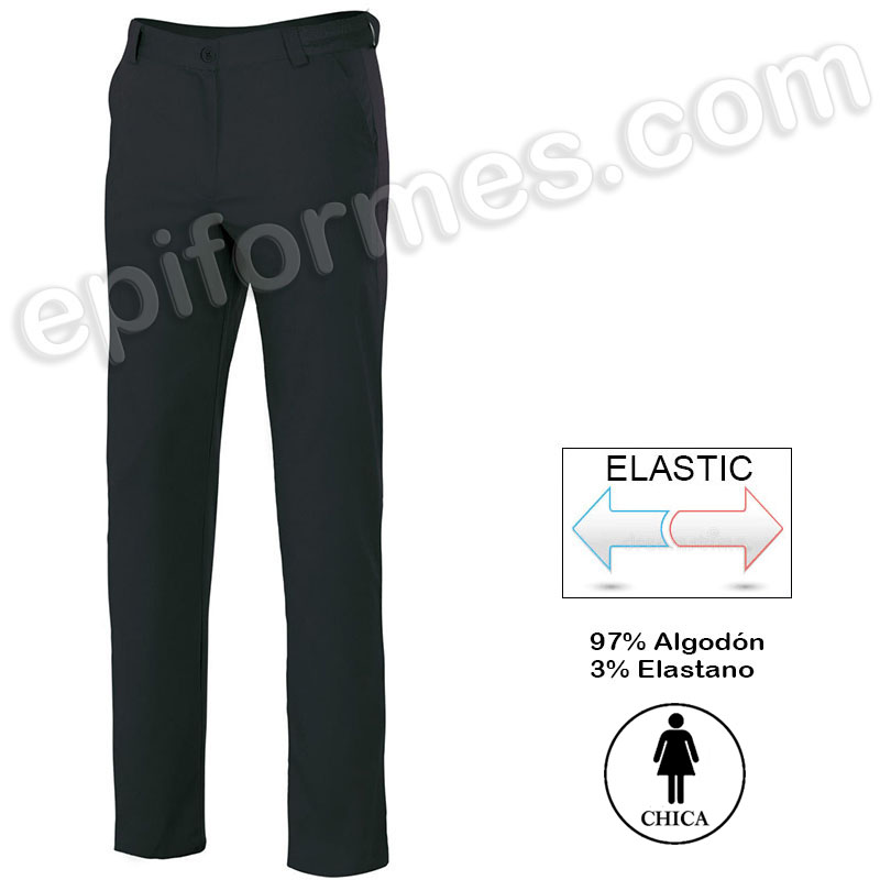 Pantalón chino stretch negro, mujer