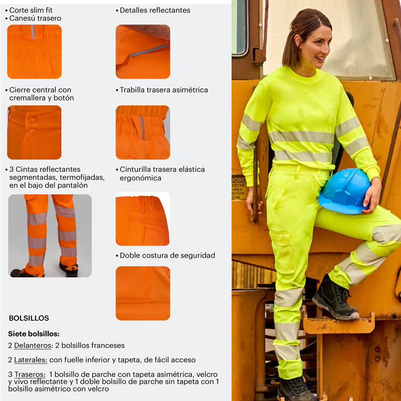 Pantalón stretch reciclado cinta segmentada mujer