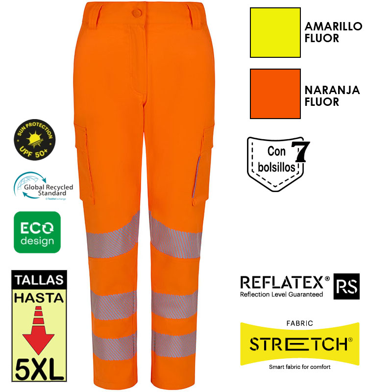 Pantalón stretch reciclado cinta segmentada mujer