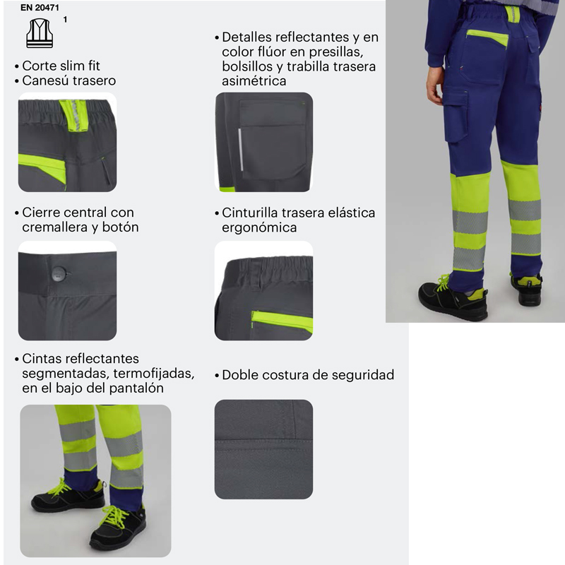 Pantalón stretch reciclado bicolor cinta segmentada