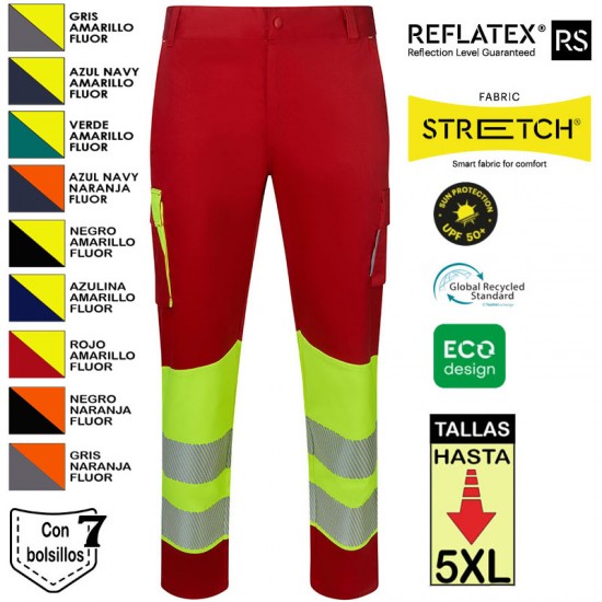 Pantalón stretch reciclado bicolor cinta segmentada