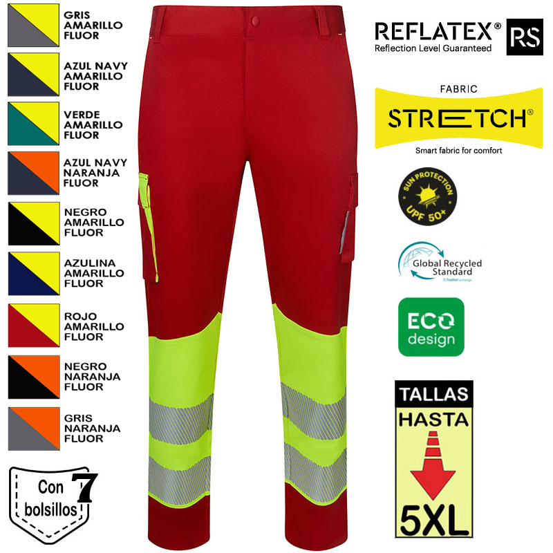 Pantalón stretch reciclado bicolor cinta segmentada