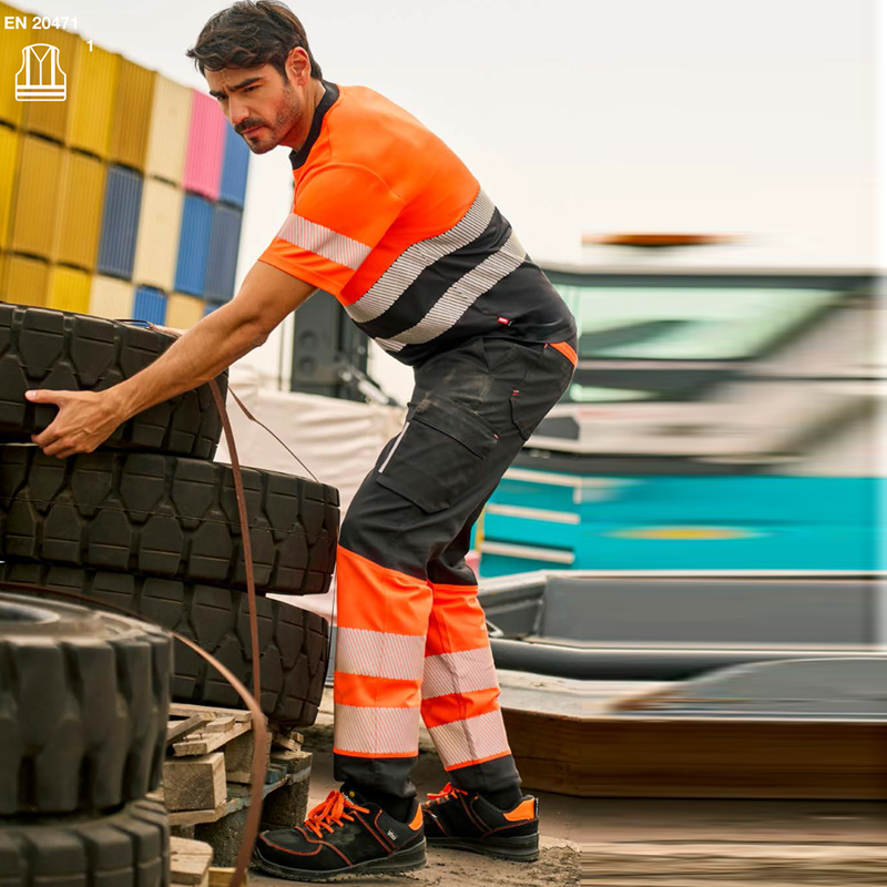 Pantalón stretch reciclado bicolor cinta segmentada