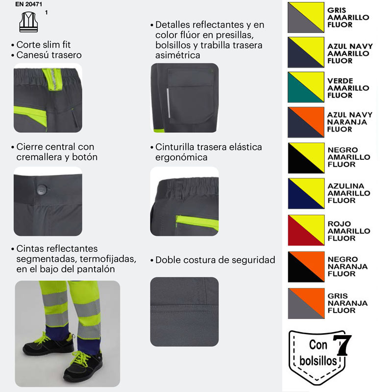 Pantalón stretch reciclado bicolor cinta segmentada mujer