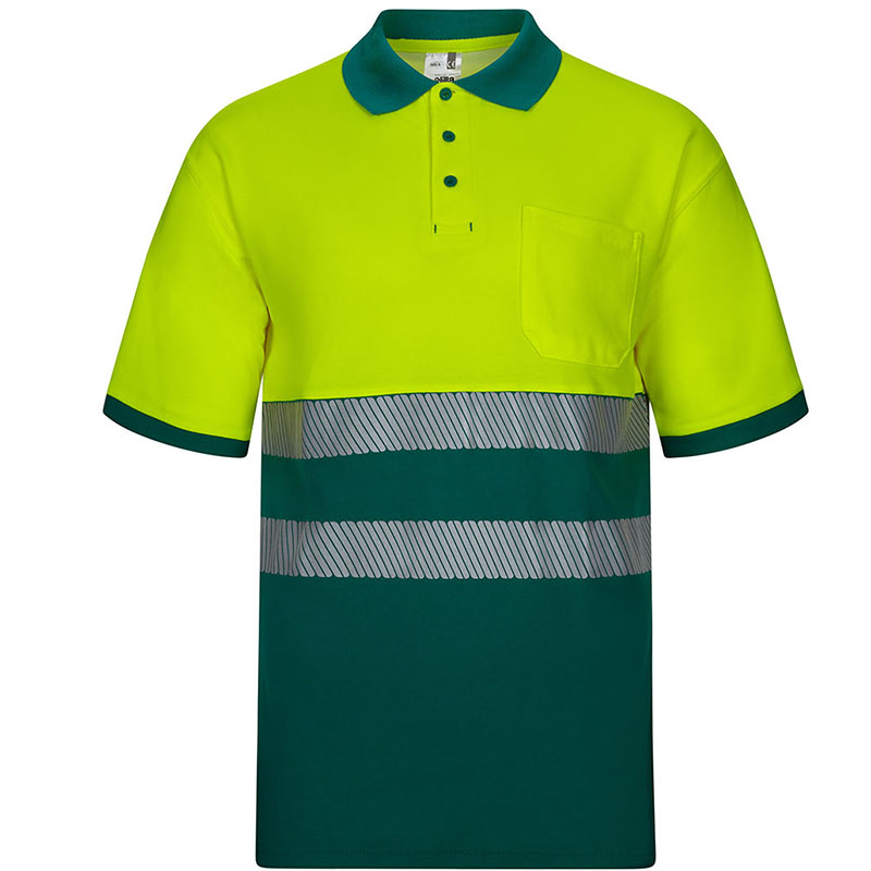 Polo algodón bicolor manga corta cinta segmentada