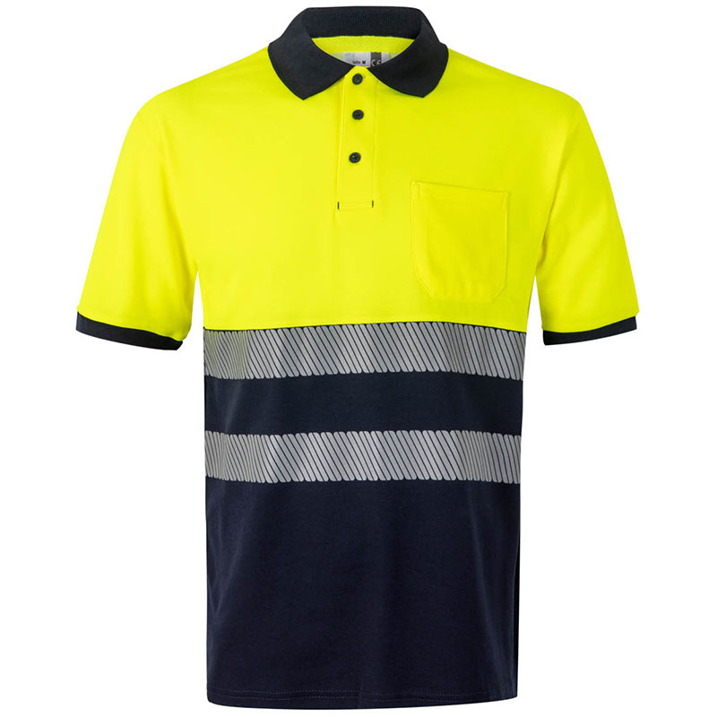 Polo algodón bicolor manga corta cinta segmentada