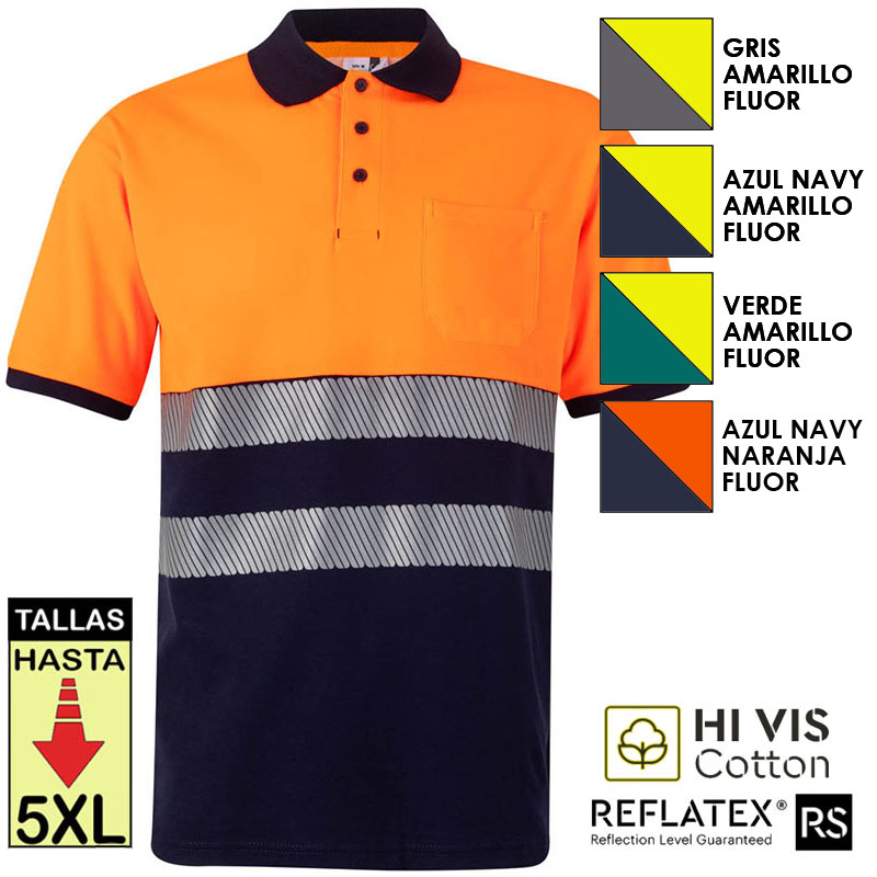 Polo algodón bicolor manga corta cinta segmentada