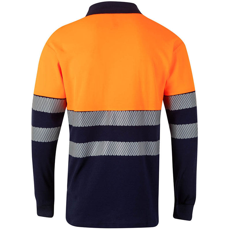 Polo algodón bicolor manga larga cinta segmentada