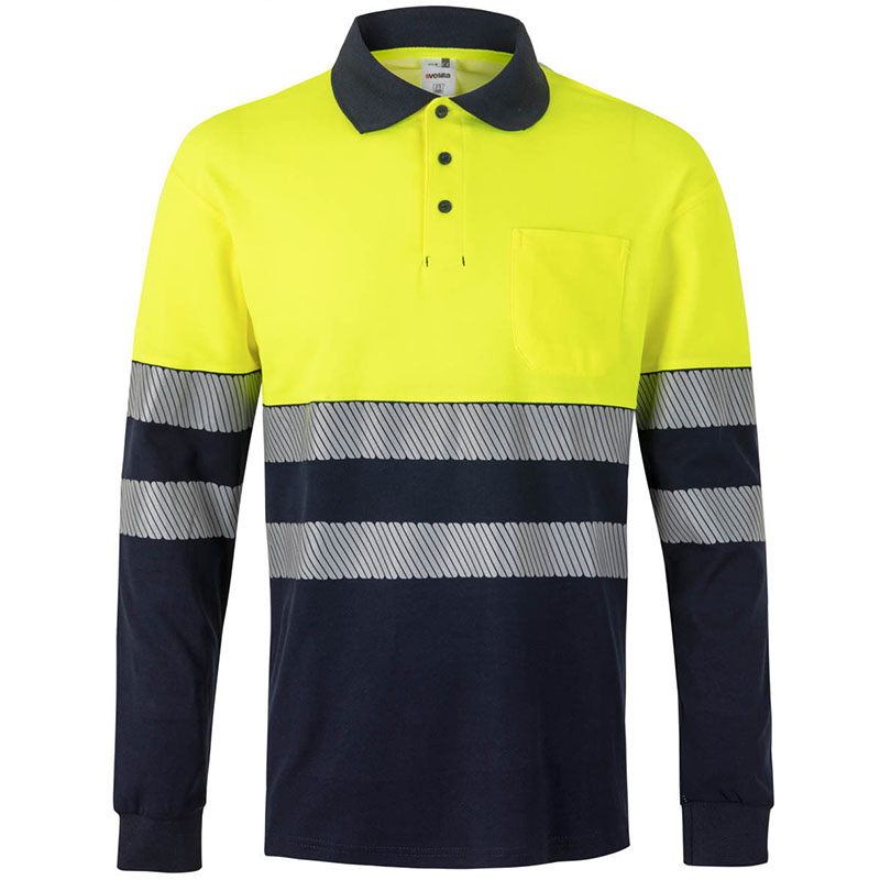 Polo algodón bicolor manga larga cinta segmentada