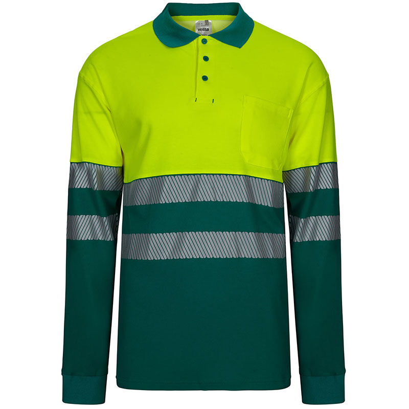 Polo algodón bicolor manga larga cinta segmentada