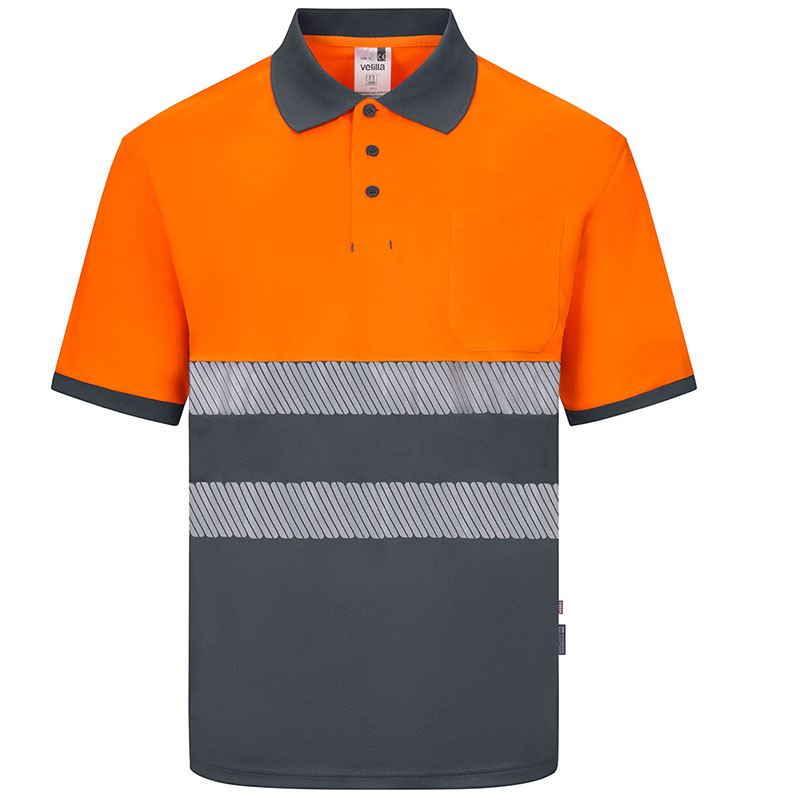 Polo poliéster reciclado bicolor manga corta cinta segmentada