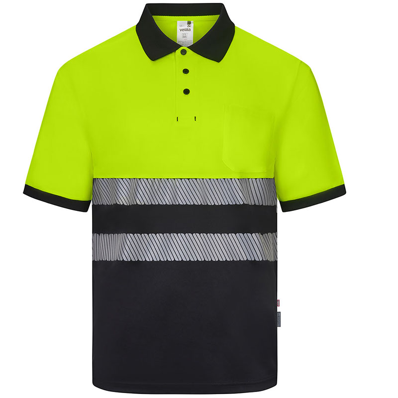 Polo poliéster reciclado bicolor manga corta cinta segmentada