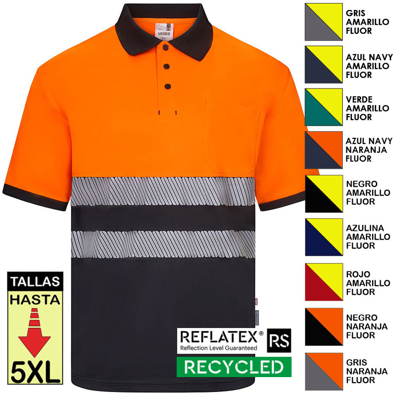 Polo poliéster reciclado bicolor manga corta cint...