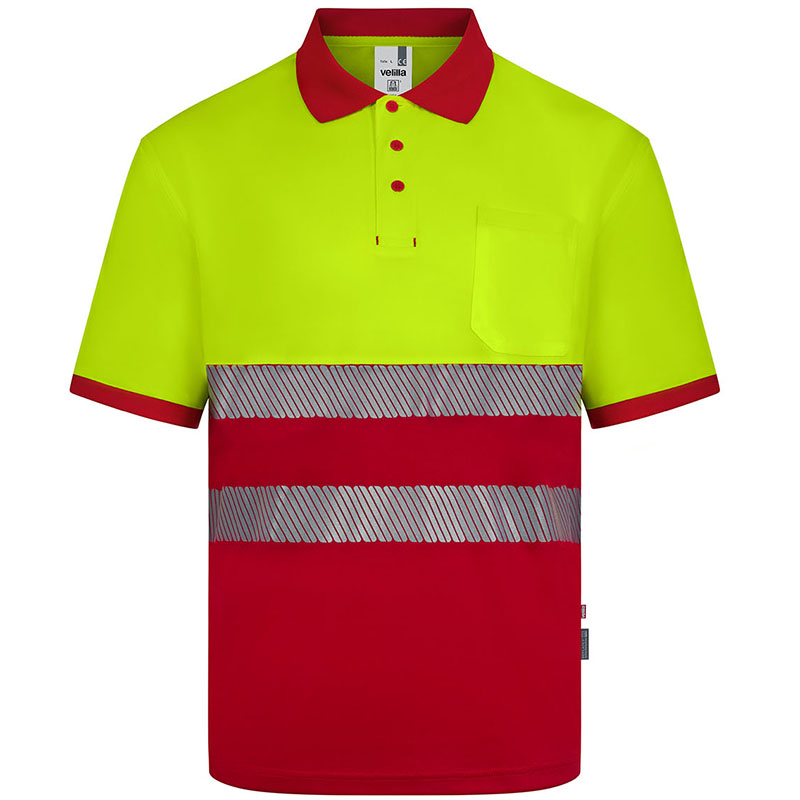 Polo poliéster reciclado bicolor manga corta cinta segmentada