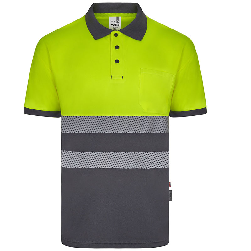 Polo poliéster reciclado bicolor manga corta cinta segmentada