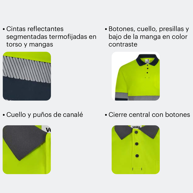 Polo poliéster reciclado bicolor manga larga cinta segmentada