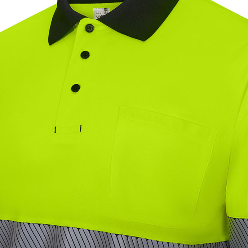 Polo poliéster reciclado bicolor manga larga cinta segmentada