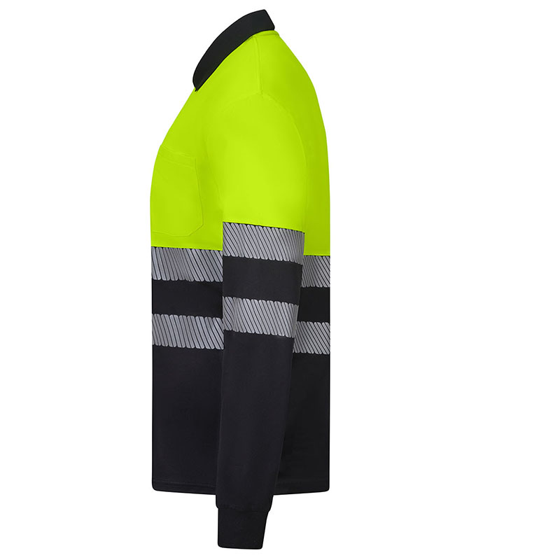 Polo poliéster reciclado bicolor manga larga cinta segmentada