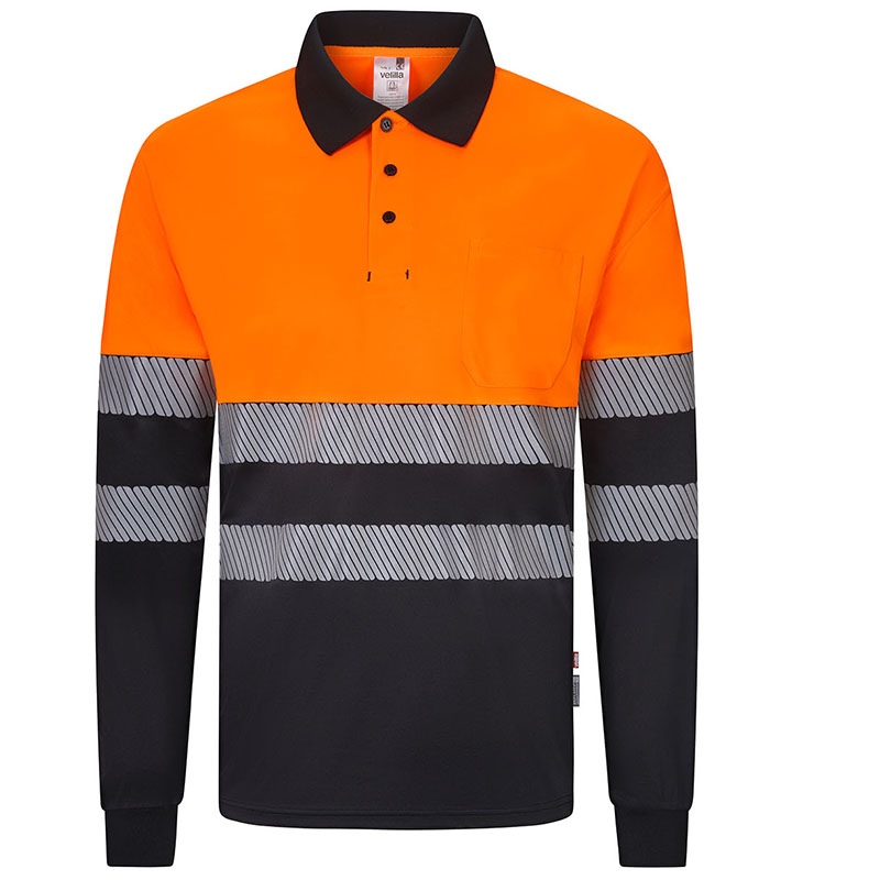 Polo poliéster reciclado bicolor manga larga cinta segmentada