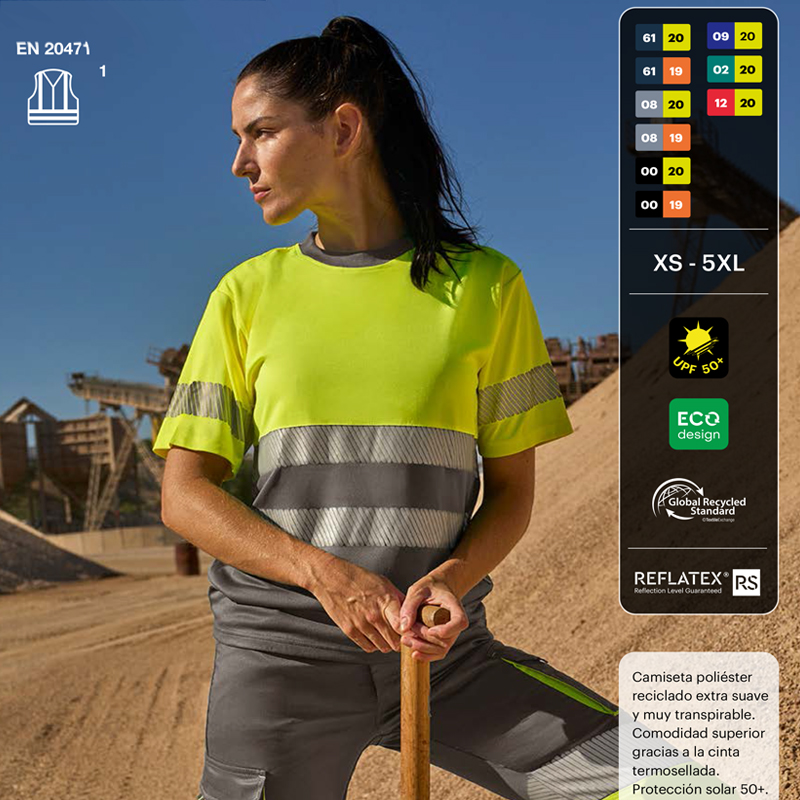 Camiseta poliéster reciclado cinta segmentada