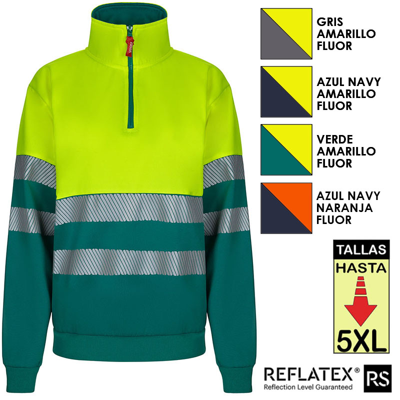 Sudadera bicolor con media cremallera cinta segmen...