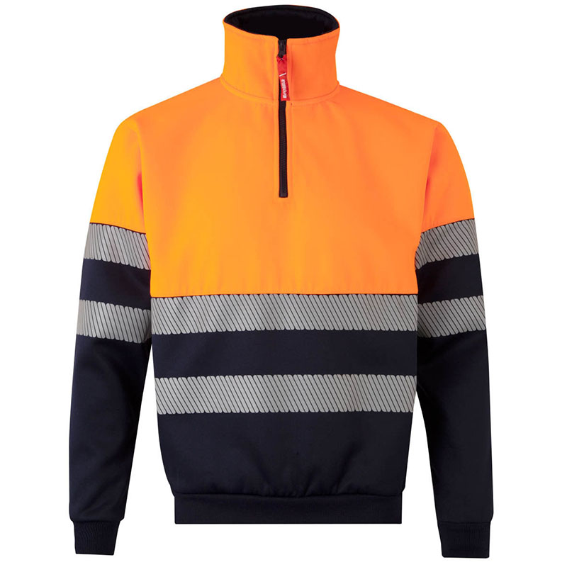 Sudadera bicolor con media cremallera cinta segmen...