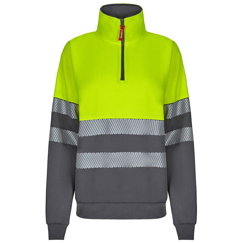 Sudadera bicolor con media cremallera cinta segmentada