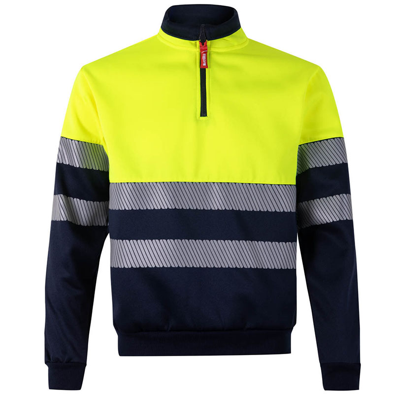 Sudadera bicolor con media cremallera cinta segmentada