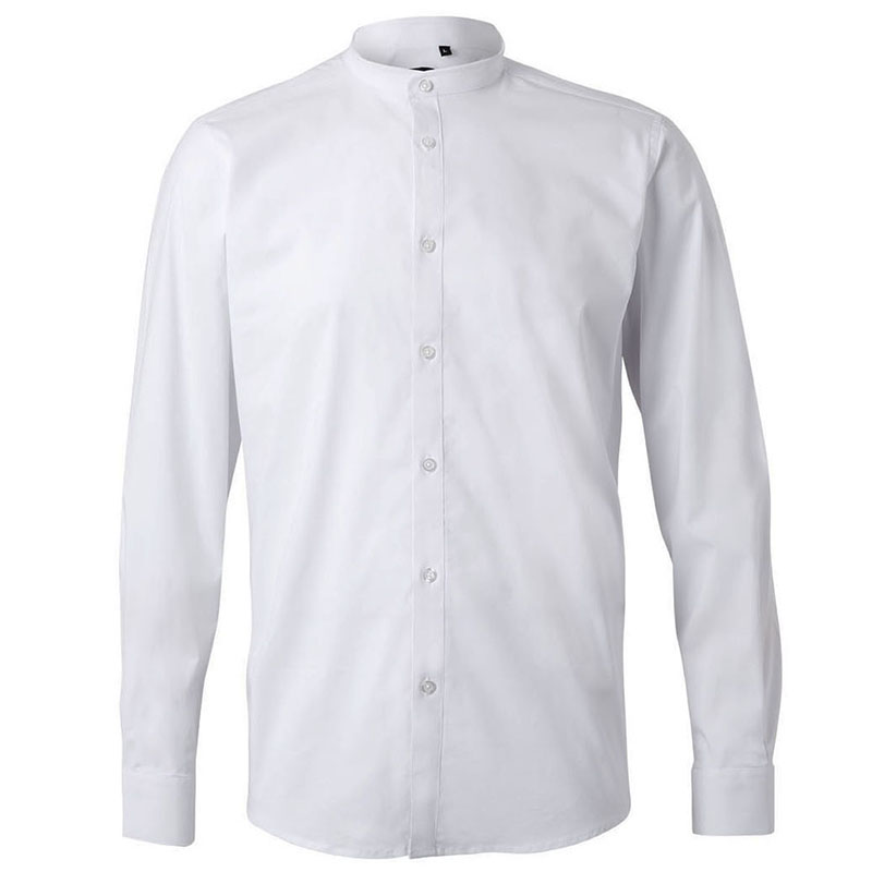 Camisa cuello tirilla stretch manga larga hombre