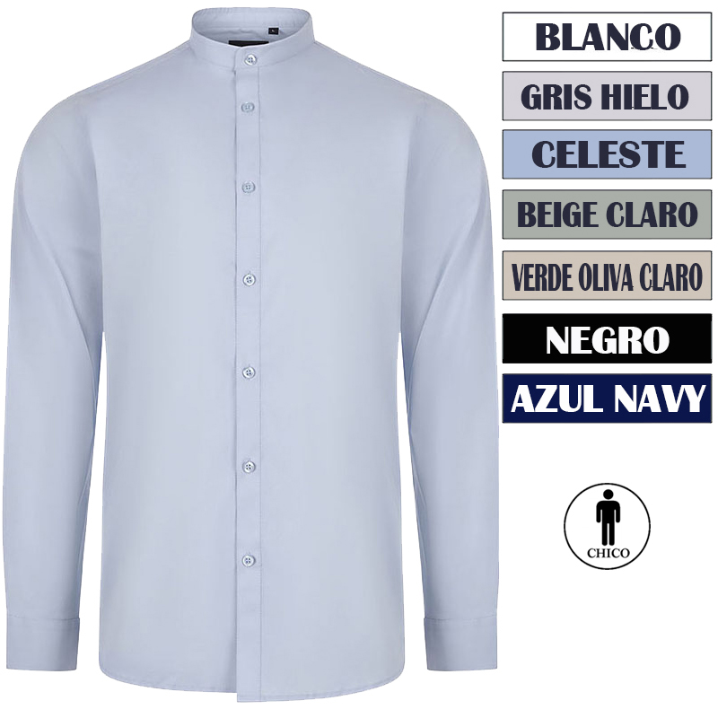 Camisa cuello tirilla stretch manga larga hombre Camisa cuello tirilla stretch manga larga hombre
