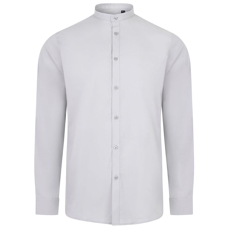 Camisa cuello tirilla stretch manga larga hombre