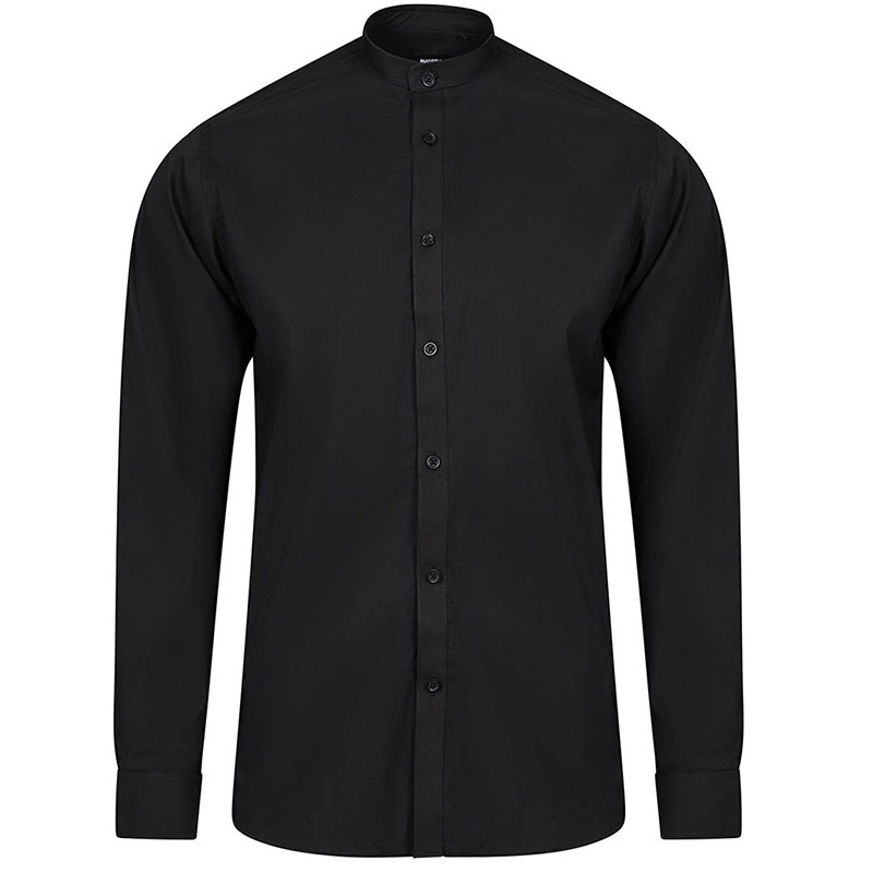 Camisa cuello tirilla stretch manga larga hombre